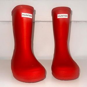 Kids Hunter rain boots red military hiking vintage retro knee high size 8 unisex